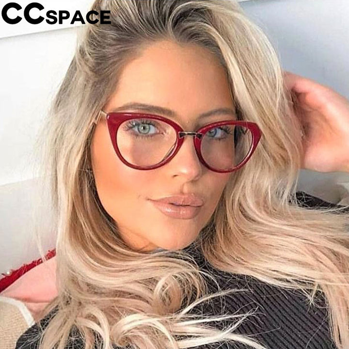 CCspace Women's Full Rim Cat Eye Acetate Frame Eyeglasses 45045 Full Rim CCspace