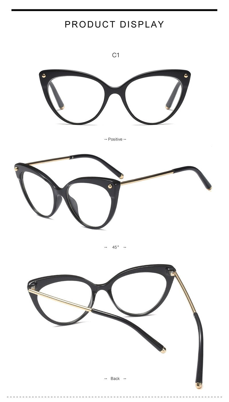 Hotony Women's Full Rim Cat Eye Acetate Frame Eyeglasses 93308 Full Rim Hotony