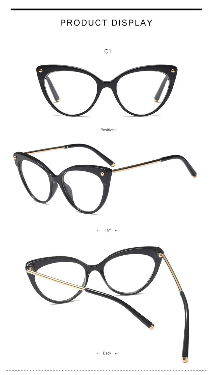 Hotony Women's Full Rim Cat Eye Acetate Frame Eyeglasses 93308 Full Rim Hotony