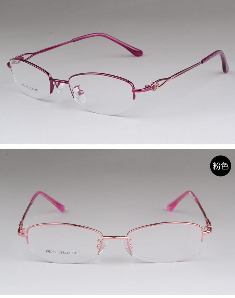 Women's Alloy Semi Rim Frame Eyeglasses  F6052 Semi Rim Bclear