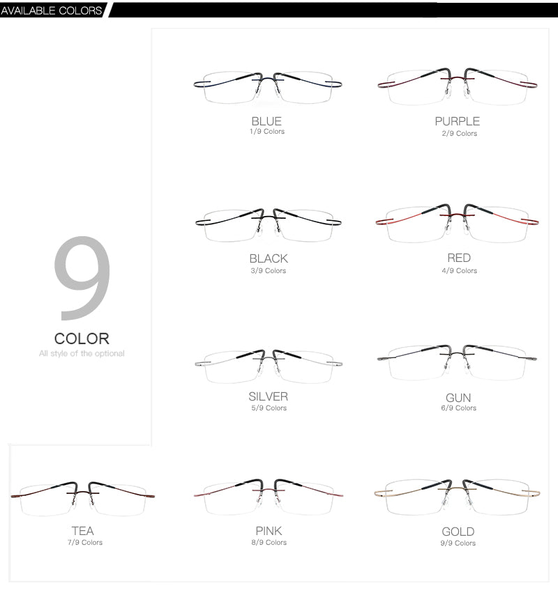 Hdcrafter Rimless Rectangle Titanium Frame Eyeglasses Unisex Rimless Hdcrafter Eyeglasses