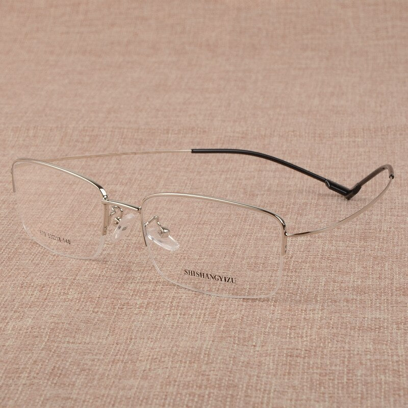 Men's Semi Rim Square Large Titanium Alloy Eyeglasses S879 Semi Rim Bclear