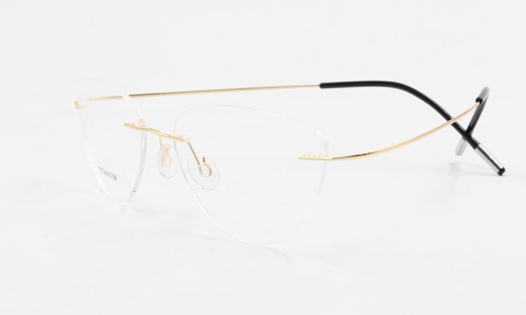 Bclear Women Rimless Cat Eye Memory Titanium Eyeglasses 2003 Rimless Bclear