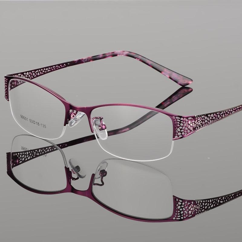 Bclear Women's Semi Rim Rectangle Alloy Eyeglasses S99001 Semi Rim Bclear