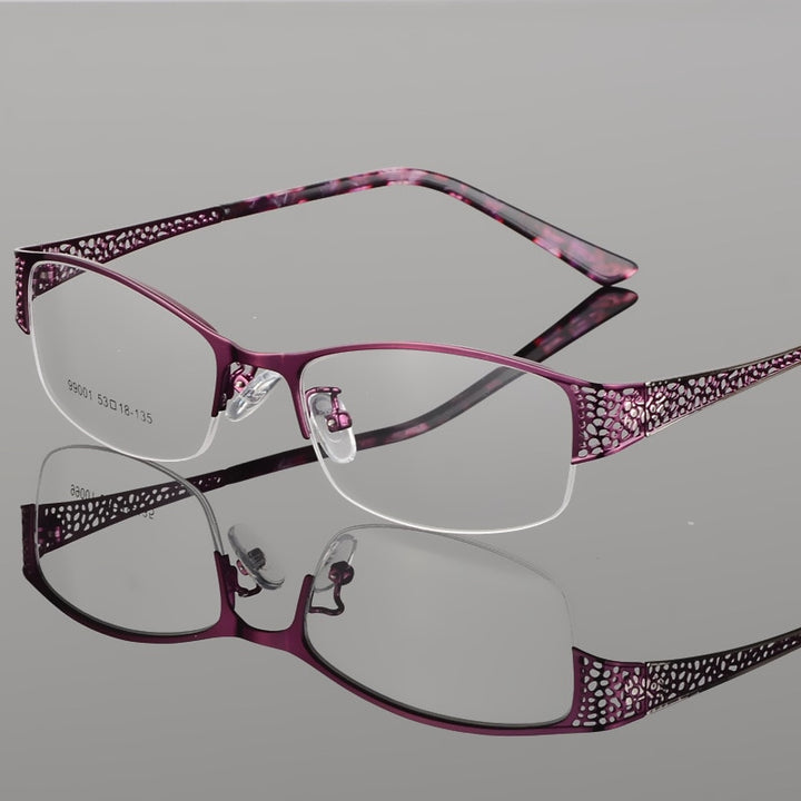 Bclear Women's Semi Rim Rectangle Alloy Eyeglasses S99001 Semi Rim Bclear
