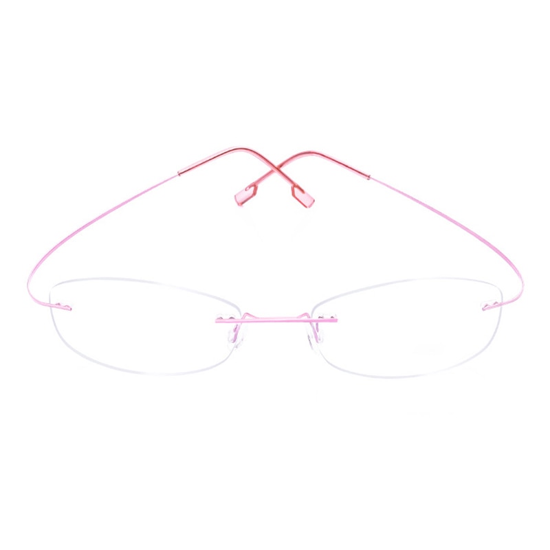 Handoer Unisex Rimless Customized Shaped Lenses 865 Titanium Eyeglasses Rimless Handoer Pink