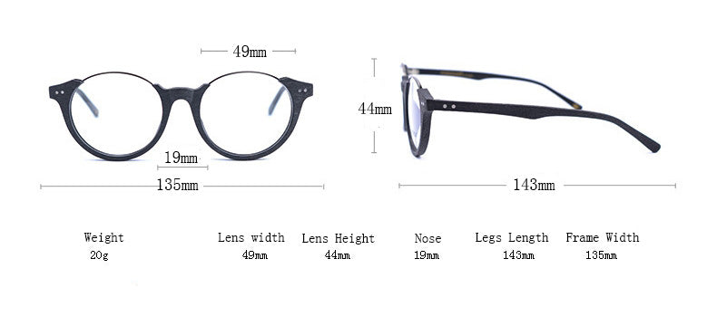 Hdcrafter Unisex Full Rim Round Metal Wood Frame Eyeglasses Ps5059 Full Rim Hdcrafter Eyeglasses