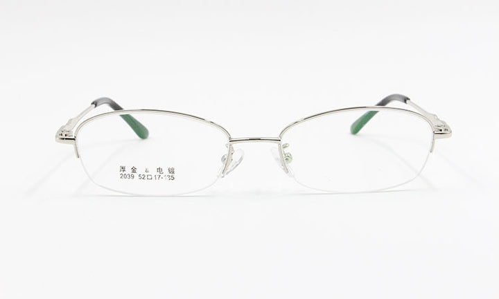 Women's Alloy Frame Semi Rim Eyeglasses 2039 Semi Rim Bclear Silver