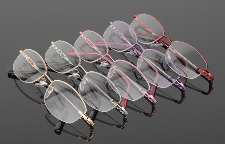 Women's Alloy Frame Half Rim Eyeglasses 886 Semi Rim Bclear
