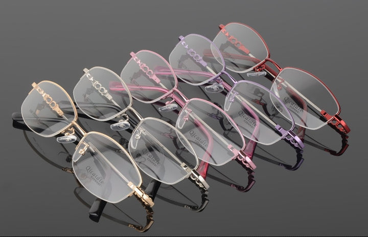 Women's Alloy Frame Half Rim Eyeglasses 886 Semi Rim Bclear