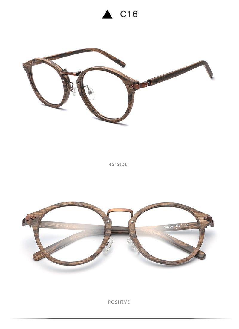 Hdcrafter Unisex Full Round Rim Wood Alloy Eyeglasses Bc06 Full Rim Hdcrafter Eyeglasses