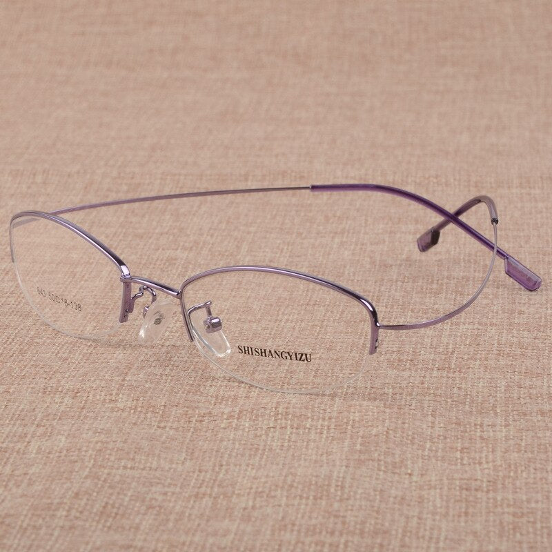Women's Eyeglasses Semi Rim Rectangular Alloy  S643 Semi Rim Bclear Purple