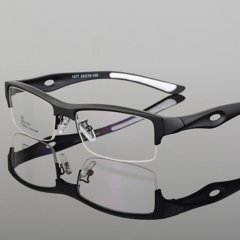 Bclear  Men's Eyeglasses Square Tr 90 Semi Rim Sports 1077 Semi Rim Bclear