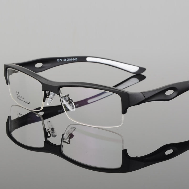 Bclear  Men's Eyeglasses Square Tr 90 Semi Rim Sports 1077 Semi Rim Bclear