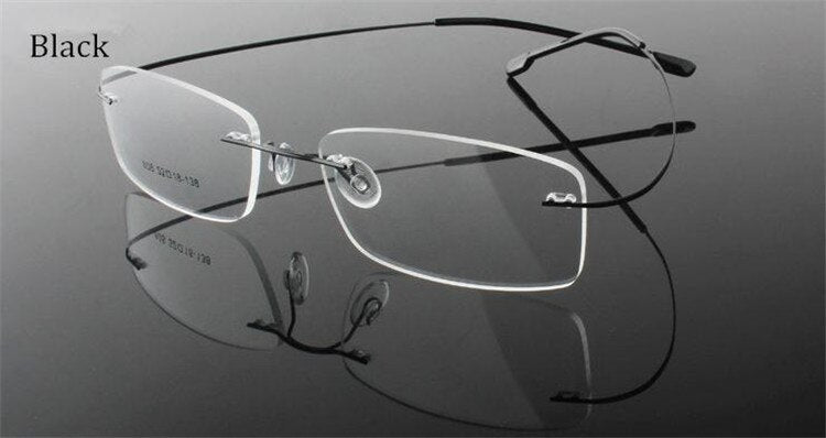 Chashma Ottica Unisex Rimless Rectangle Titanium Eyeglasses Frp1510 Rimless Chashma Ottica black