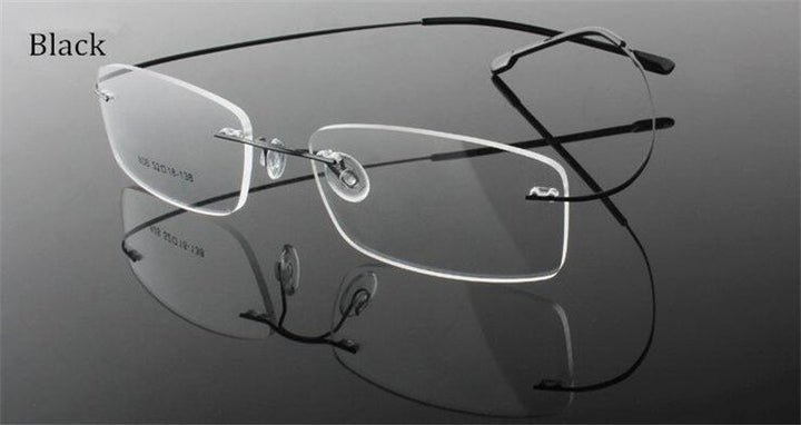 Chashma Ottica Unisex Rimless Rectangle Titanium Eyeglasses Frp1510 Rimless Chashma Ottica black