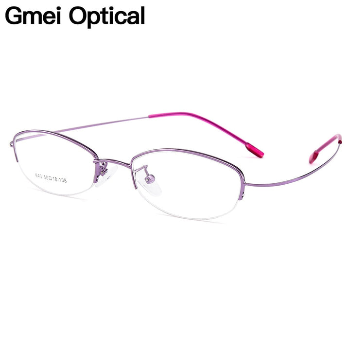 Gmei Women's Eyeglasses Semi Rim Memory Titanium Alloy Y643 Semi Rim Gmei Optical