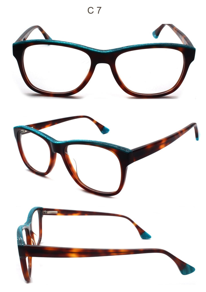 Reven Jate Unisex Full Rim Square Acetate Eyeglasses 8040 Full Rim Reven Jate
