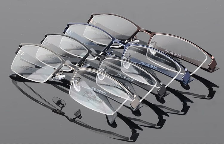 Men's Semi Rim Square Alloy Eyeglasses 2493 Semi Rim Bclear