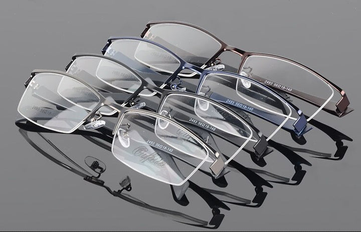 Men's Semi Rim Square Alloy Eyeglasses 2493 Semi Rim Bclear
