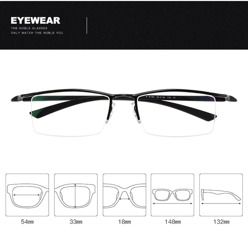 Reven Jate Men's Semi Rim Browline Alloy Eyeglasses P8190 Semi Rim Reven Jate