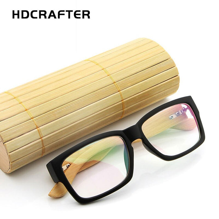 Hdcrafter Unisex Full Rim Oversized Rectangle Wood Eyeglasses 6823 Full Rim Hdcrafter Eyeglasses