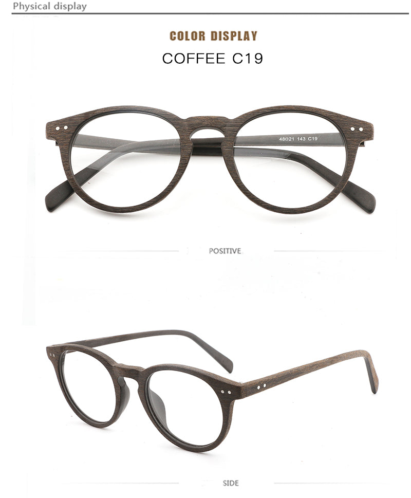 Hdcrafter Unisex Full Rim Round Wood Frame Eyeglasses Lhb030 Full Rim Hdcrafter Eyeglasses