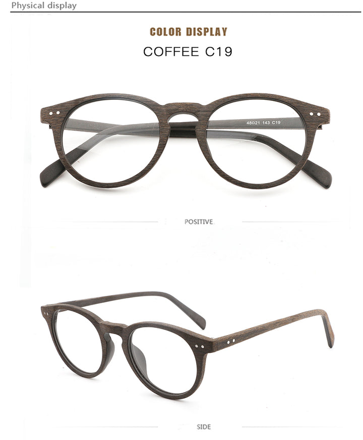 Hdcrafter Unisex Full Rim Round Wood Frame Eyeglasses Lhb030 Full Rim Hdcrafter Eyeglasses