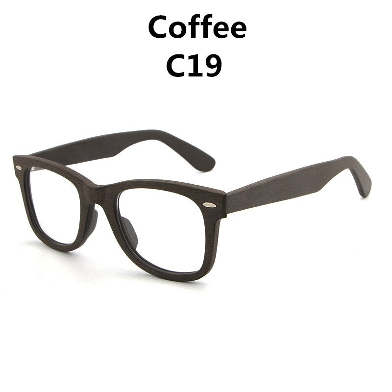 Hdcrafter Unisex Full Rim Square Round Wood Frame Eyeglasses Lhb031 Full Rim Hdcrafter Eyeglasses CoffeeC19