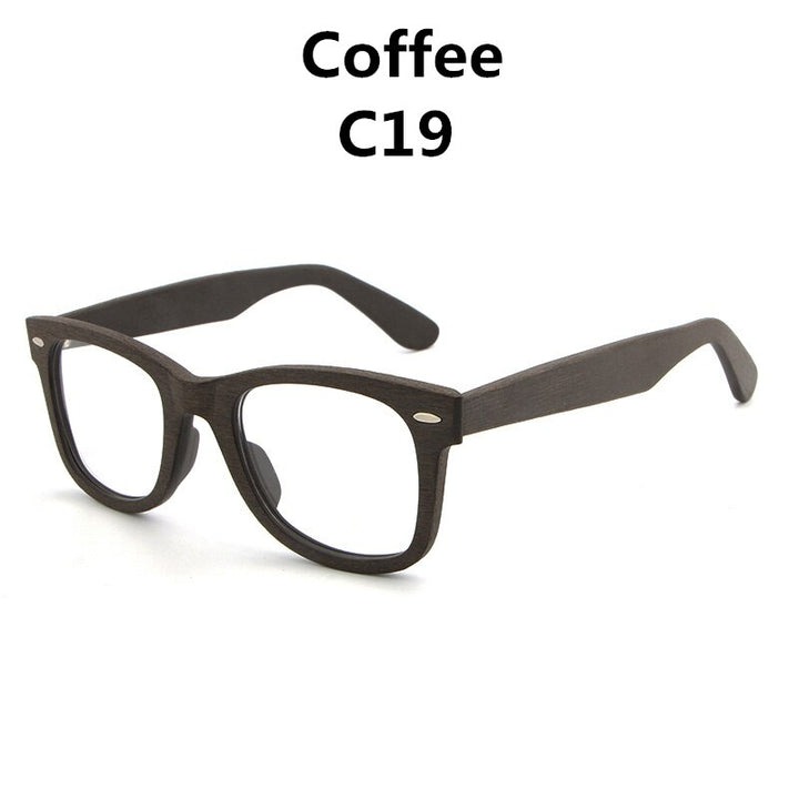 Hdcrafter Unisex Full Rim Square Round Wood Frame Eyeglasses Lhb031 Full Rim Hdcrafter Eyeglasses CoffeeC19