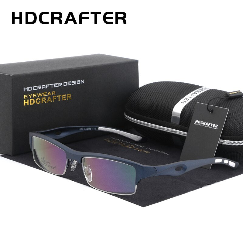 Hdcrafter Men's TR 90 Rectangle Semi Rim Frame Eyeglasses L1077 Semi Rim Hdcrafter Eyeglasses