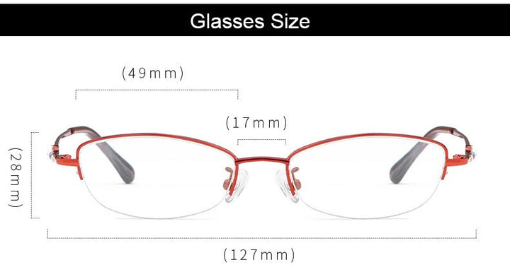 Hotochki Women's Semi Rim Alloy Frame Reading Glasses 3039 Reading Glasses Hotochki