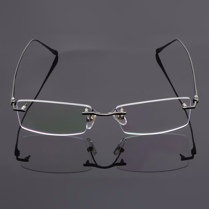 Reven Jate Unisex Rimless Square Titanium Eyeglasses 8047 Rimless Reven Jate
