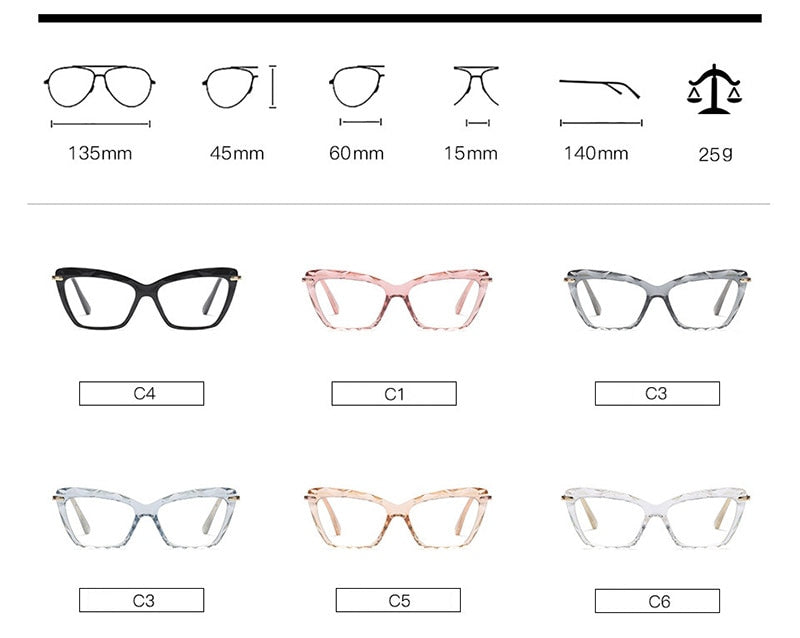 Hotony Women's Full Rim Cat Eye Acetate Frame Eyeglasses 97533 Full Rim Hotony