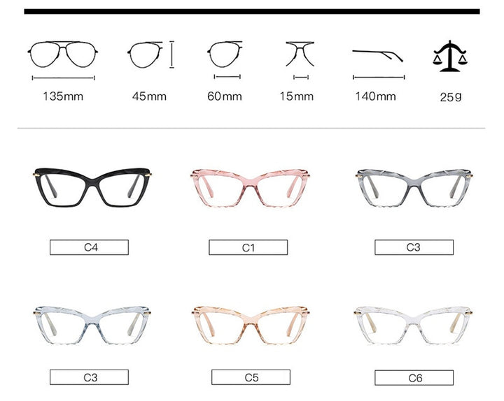 Hotony Women's Full Rim Cat Eye Acetate Frame Eyeglasses 97533 Full Rim Hotony