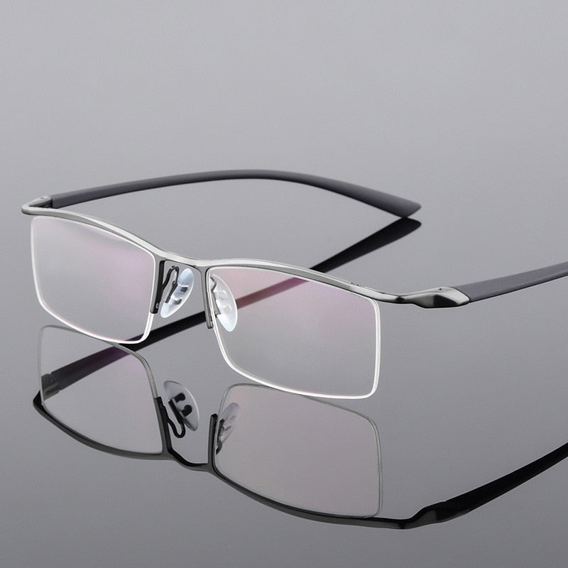 Reven Jate Men's Semi Rim Browline Alloy Eyeglasses P8190 Semi Rim Reven Jate Gray