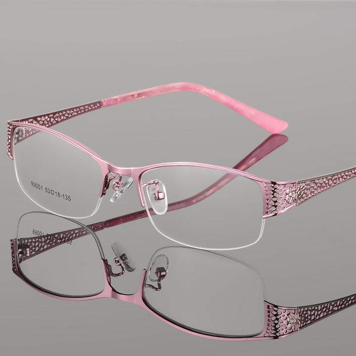 Bclear Women's Semi Rim Rectangle Alloy Eyeglasses S99001 Semi Rim Bclear