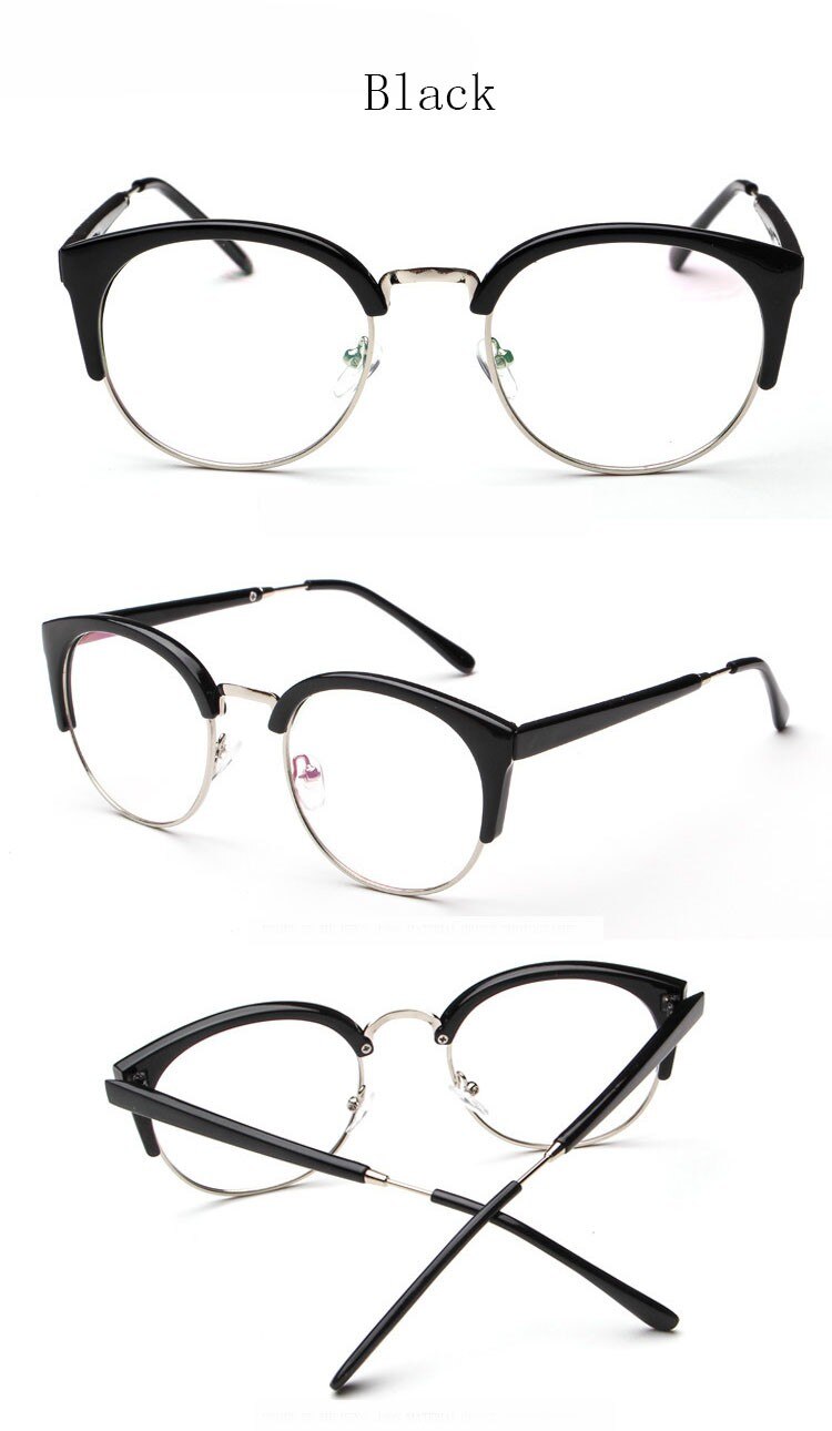 Hotochki Women's Semi Rim Cat Eye Plastic Metal Frame Eyeglasses 322 Semi Rim Hotochki