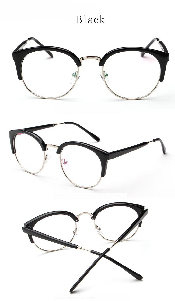Hotochki Women's Semi Rim Cat Eye Plastic Metal Frame Eyeglasses 322 Semi Rim Hotochki