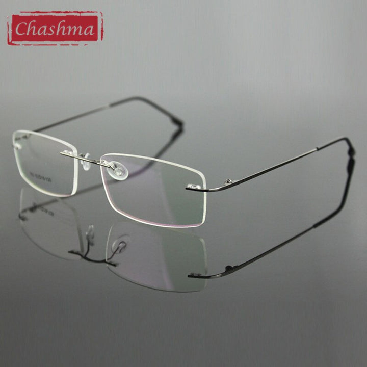 Chashma Ottica Unisex Rimless Square Rectangle Titanium Eyeglasses 763 Rimless Chashma Ottica