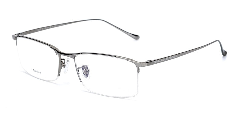 Hotony Men's Semi Rim Square Titanium Frame Eyeglasses S8803 Semi Rim Hotony