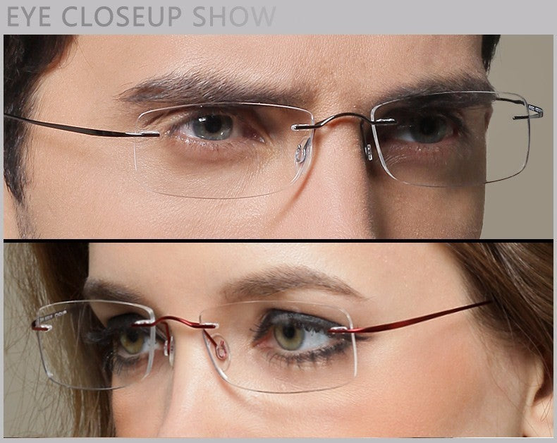 Reven Jate Unisex Rimless Square Titanium Eyeglasses R522 Rimless Reven Jate