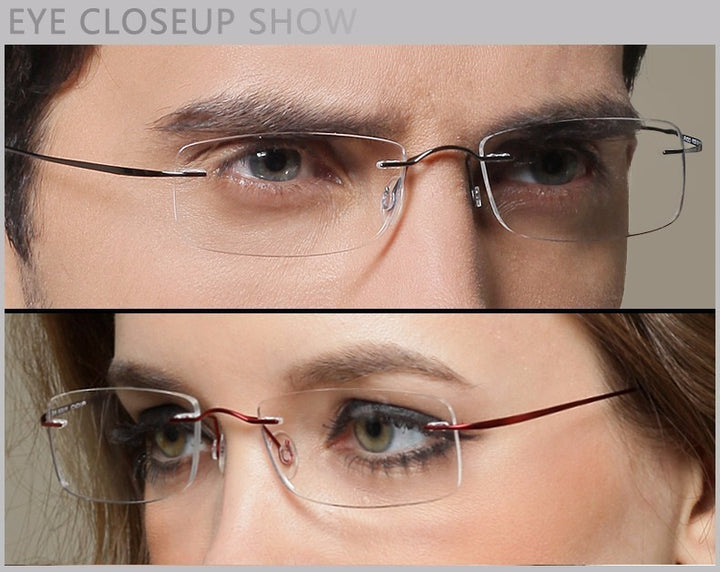 Reven Jate Unisex Rimless Square Titanium Eyeglasses R522 Rimless Reven Jate