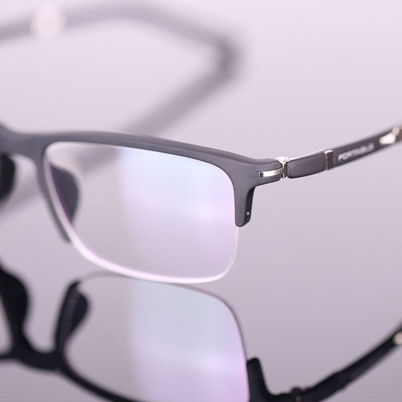 Hotochki Men's Semi Rim TR-90 Resin Square Frame Eyeglasses Semi Rim Hotochki