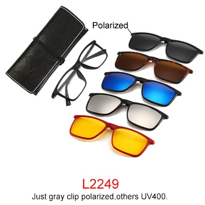Ralferty Magnet Sunglasses Men Women Luxury Brand Polarized Uv400 5 In 1 Clip On Grade Glasses Frame With Clip Ons Ralferty L2249