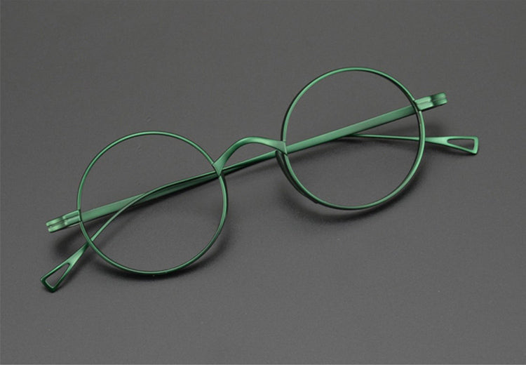 Yujo Unisex Full Rim 43mm Round Titanium Eyeglasses Full Rim Yujo