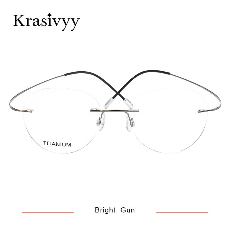 Krasivyy Unisex Rimless Round Titanium Eyeglasses Kr16017 Rimless Krasivyy Bright Gun