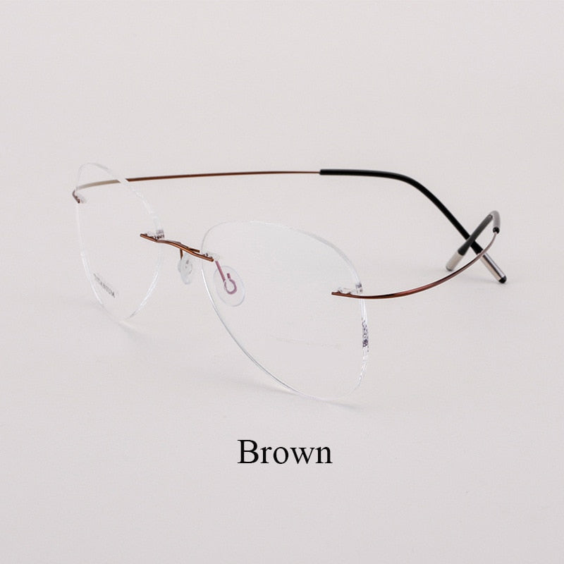 Bclear Unisex Customized Rimless Oval Titanium Alloy Eyeglasses My20002 Rimless Bclear Auburn