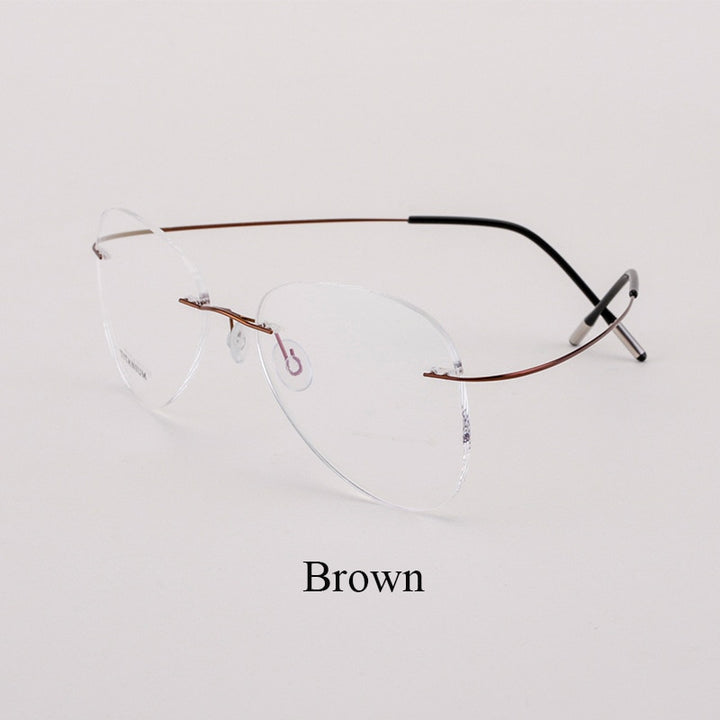 Bclear Unisex Customized Rimless Oval Titanium Alloy Eyeglasses My20002 Rimless Bclear Auburn