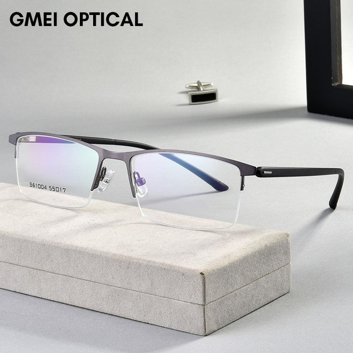 Gmei Men's Eyeglasses Business Half Rim Metal Alloy S61004 Semi Rim Gmei Optical